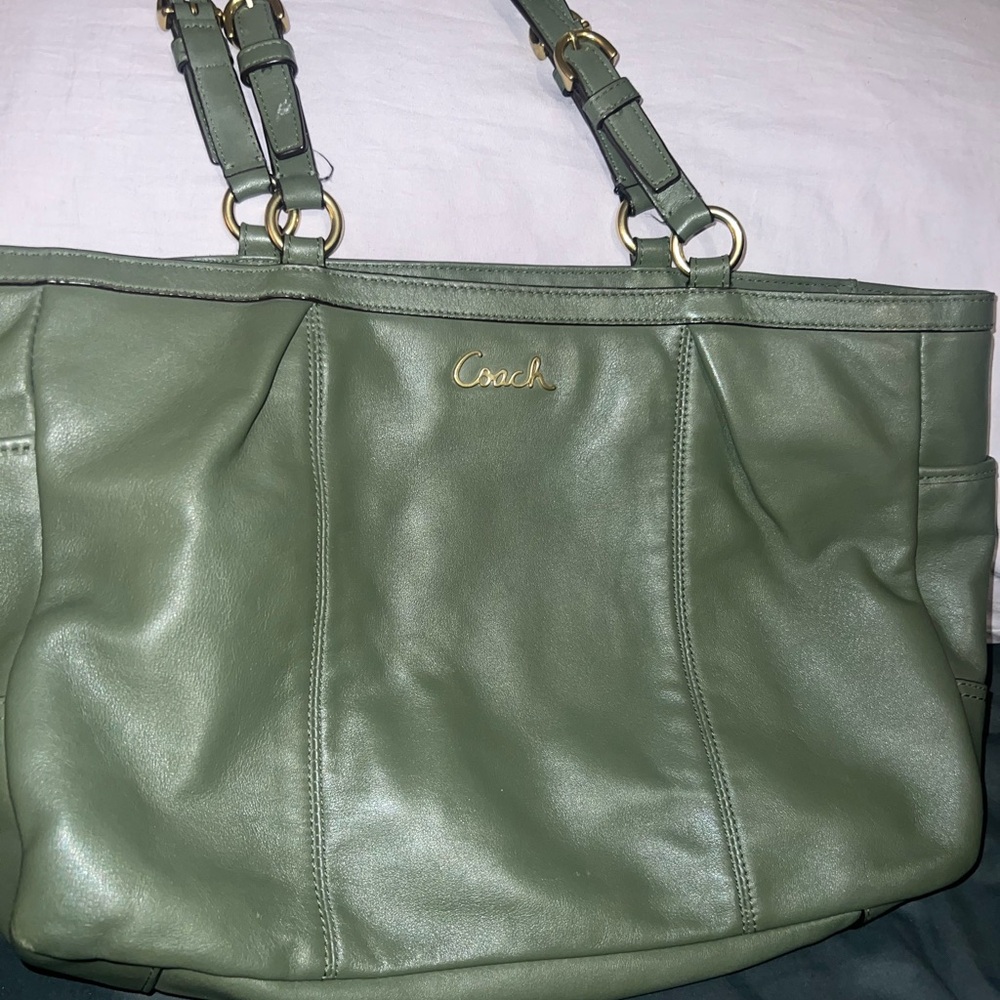 Coach Olive Green Leather Shoulder Bag